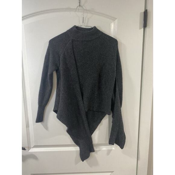 27 Miles 100% Cashmere Sweater XS Gray Pullover Front Tie Knit Lightweight Cozy - Picture 3 of 11